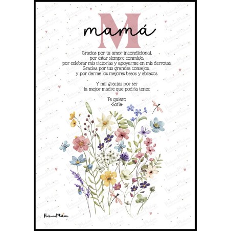 lámina personalizada mamá inicial floral