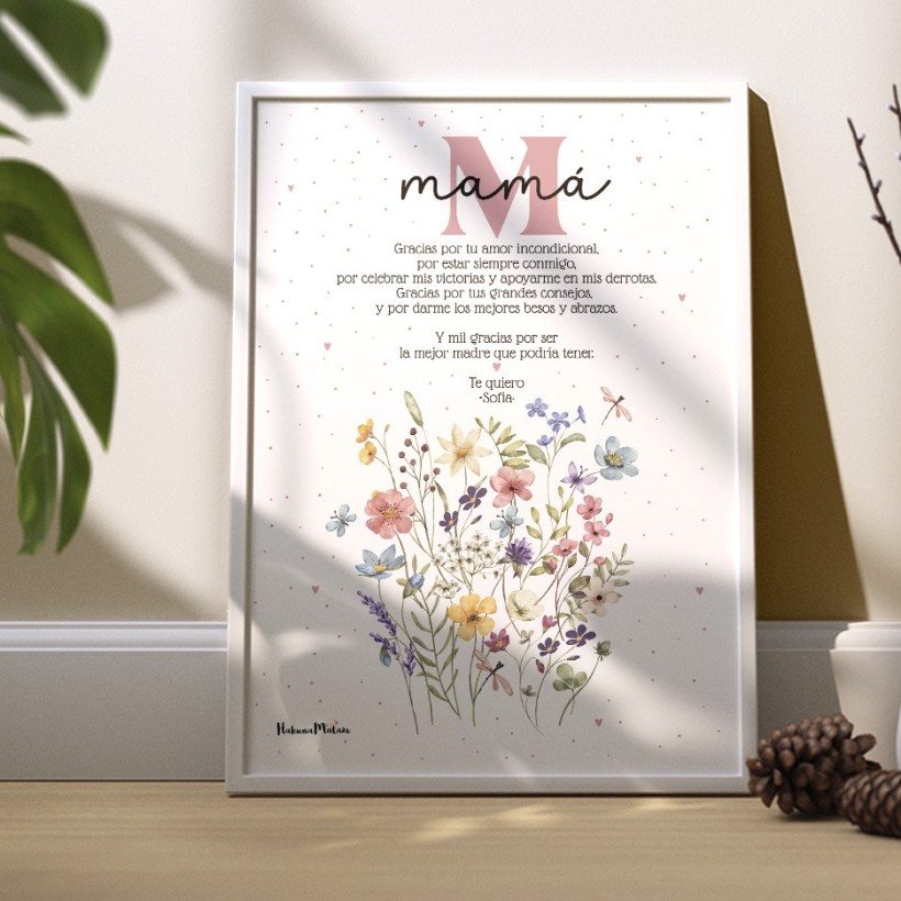 Lámina personalizada - Inicial floral