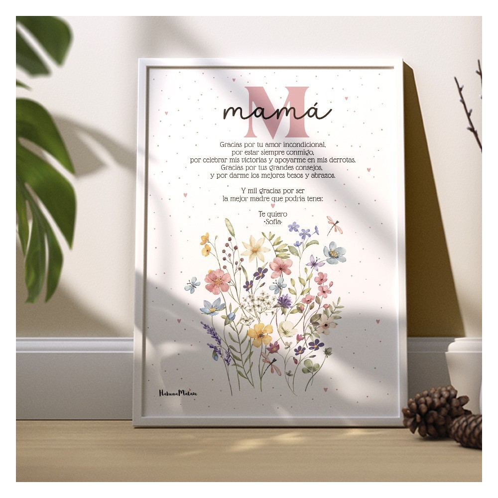 Lámina personalizada - Inicial floral