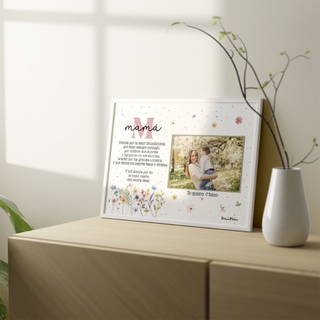 Lámina personalizada con foto - Inicial floral