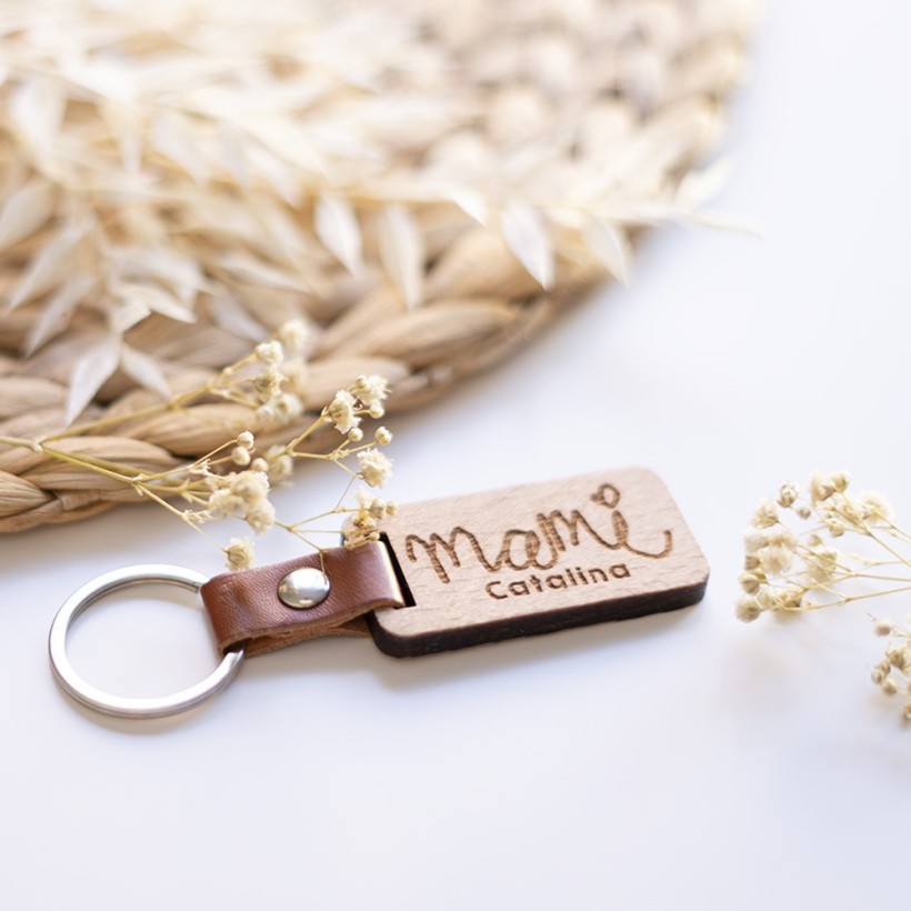 Llavero madera - Escritura infantil personalizada