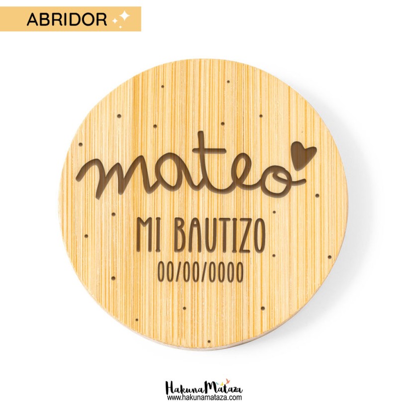 Abridor de madera personalizado - Bautizo - Comunión