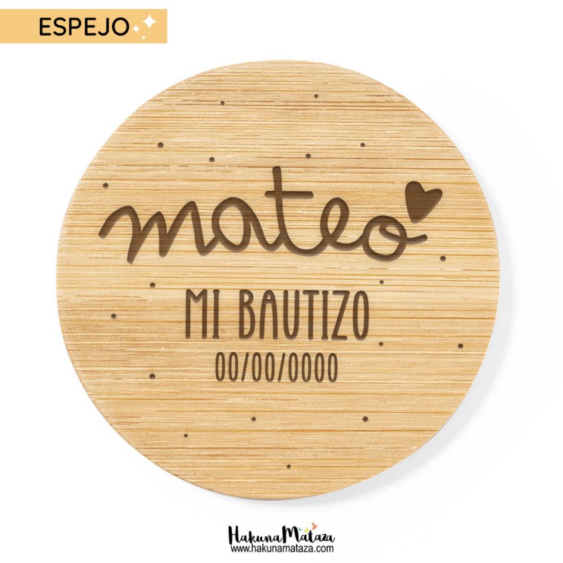 Espejo de madera personalizado - Bautizo - Comunión
