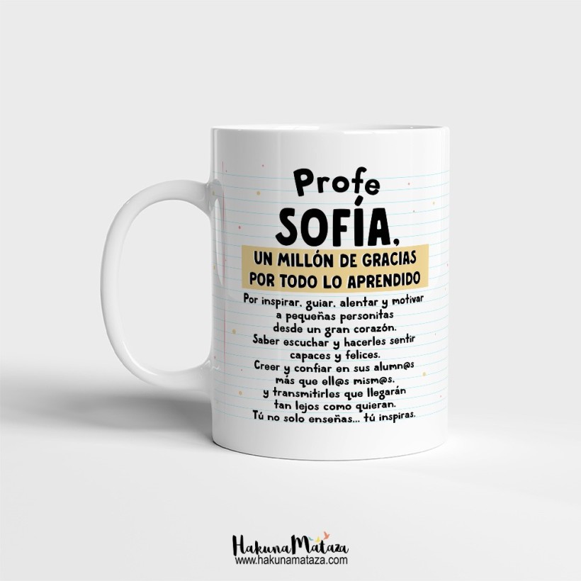 Taza personalizada - Profe, un millón de gracias