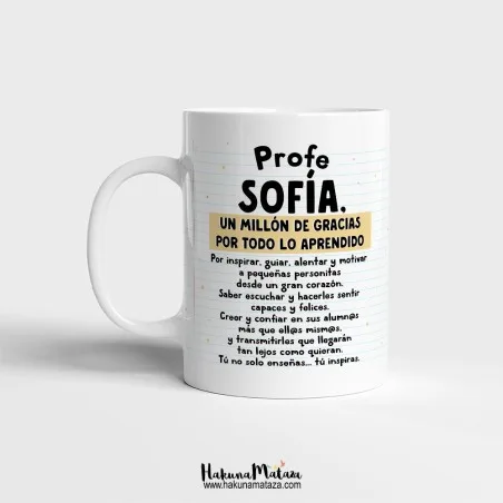 Taza personalizada - Profe, un millón de gracias | Hakuna Mataza