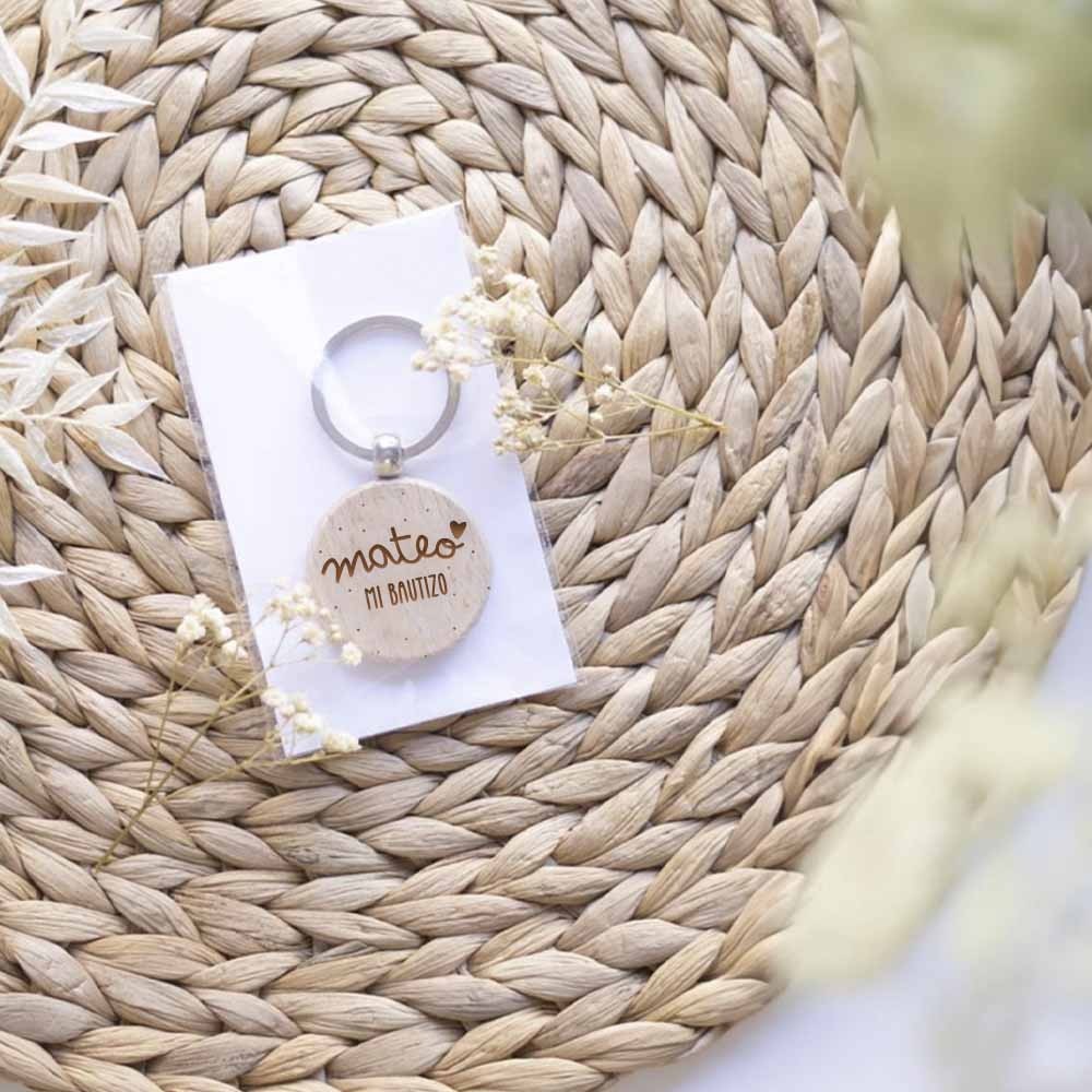Llavero de madera - Bautizo - Comunión