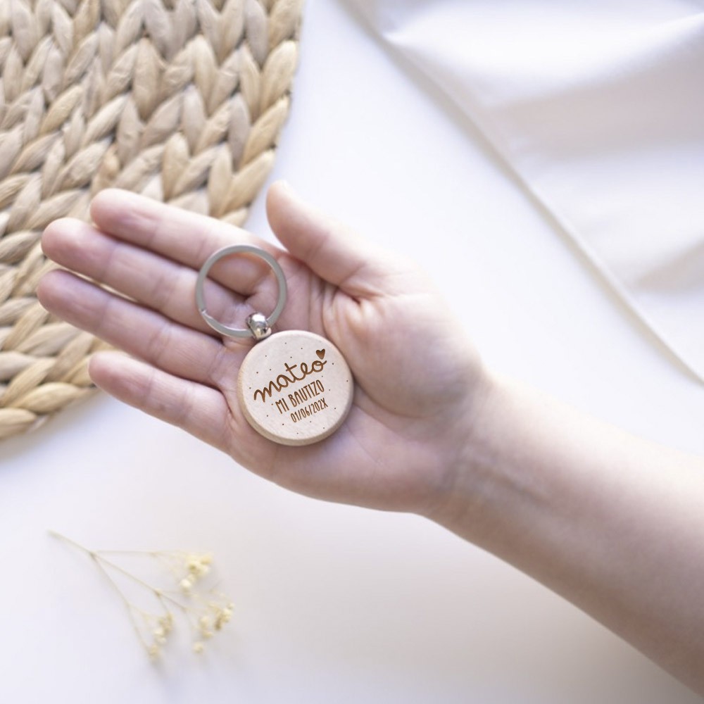 Llavero de madera - Bautizo - Comunión