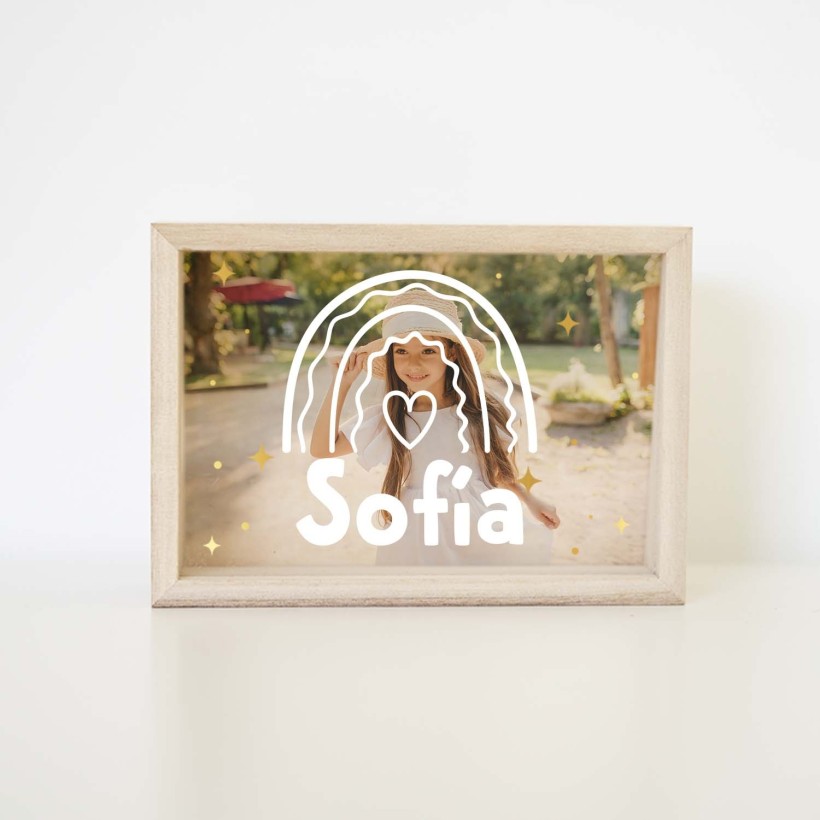 Hucha de madera personalizada - Arcoíris Hucha de madera personalizada - Arcoíris