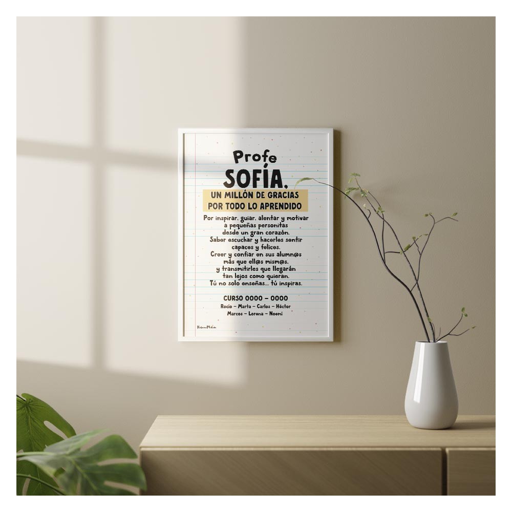 Lámina personalizada - Un millón de gracias por todo lo aprendido