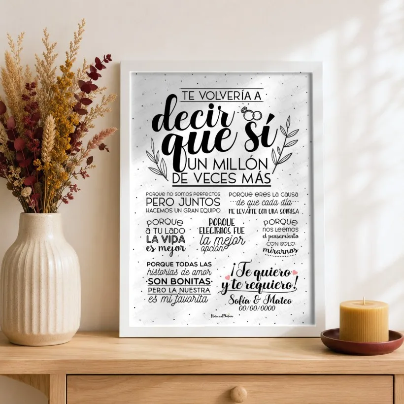 Lámina personalizada para pareja - Te volvería a decir que sí | Hakuna Mataza