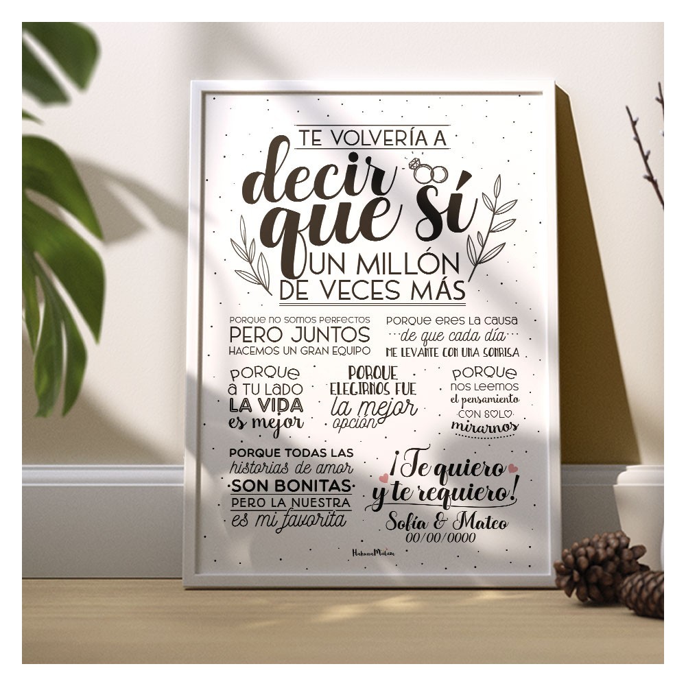 Lámina personalizada - Te volvería a decir que sí