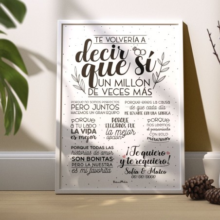 Lámina personalizada - Te volvería a decir que sí
