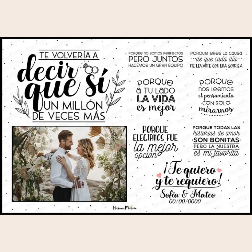 Lámina personalizada con foto para pareja - Te volvería a decir que sí | Hakuna Mataza 2