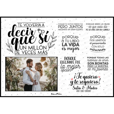 Lámina personalizada con foto Te volvería a decir que sí