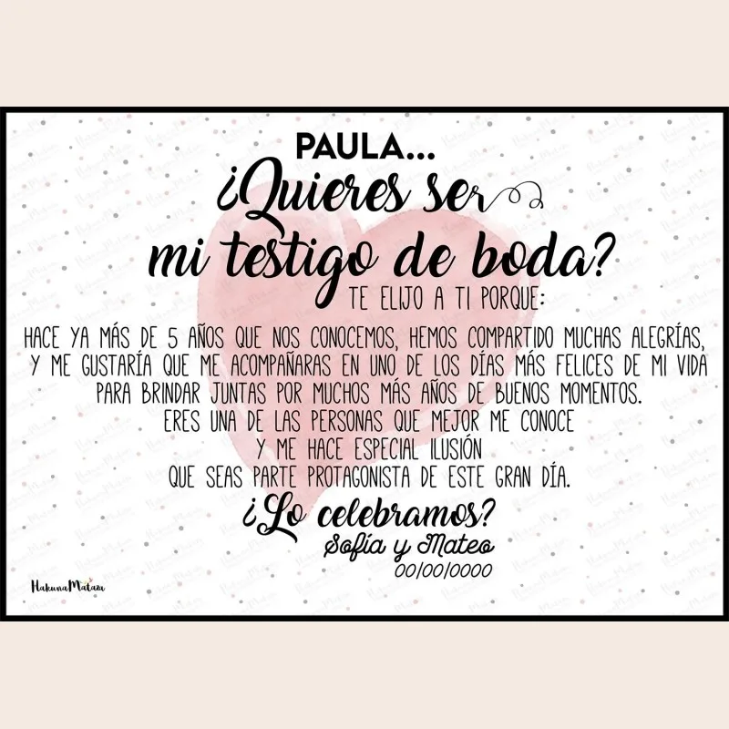 Lámina personalizada - ¿Quieres acompañarme en mi boda? · detalle