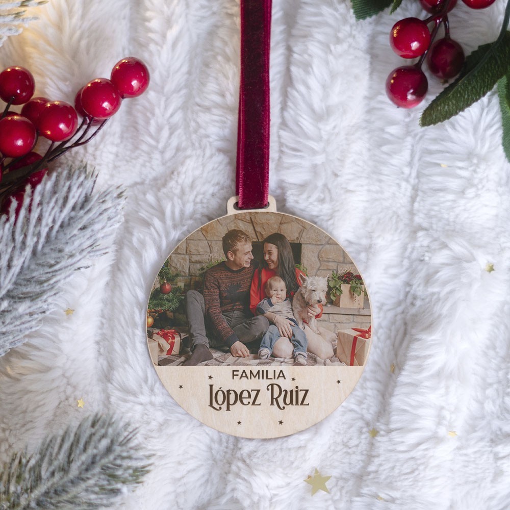 Adorno Navidad con foto - Familia