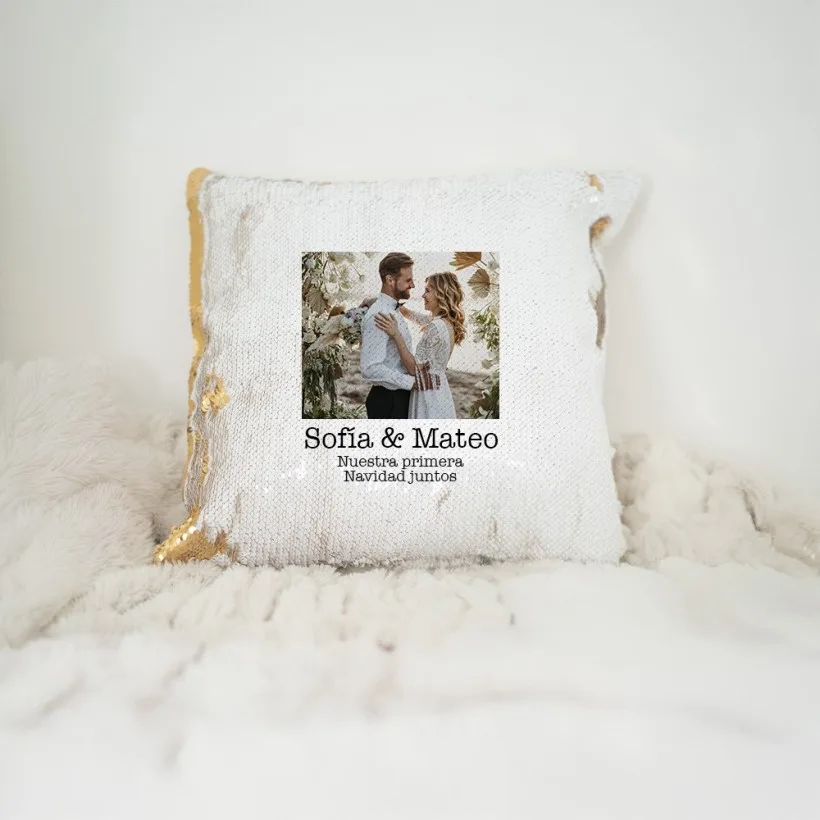 Cojín lentejuelas - Foto estilo polaroid | Hakuna Mataza 2
