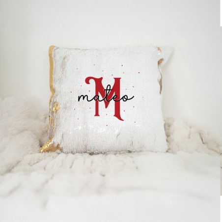 Cojín lentejuelas - Inicial navideña Cojín lentejuelas - Inicial navideña