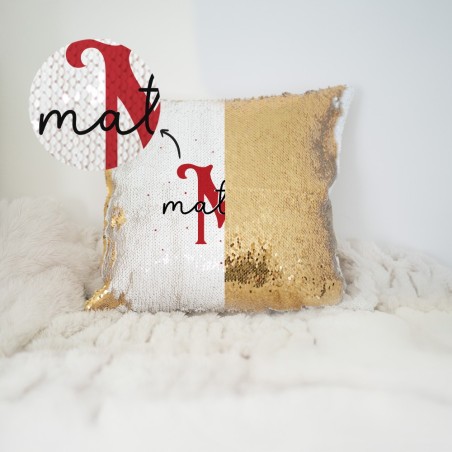 Cojín lentejuelas - Inicial navideña