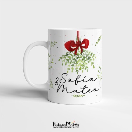 Taza personalizada Navidad - Navidad bajo el muérdago