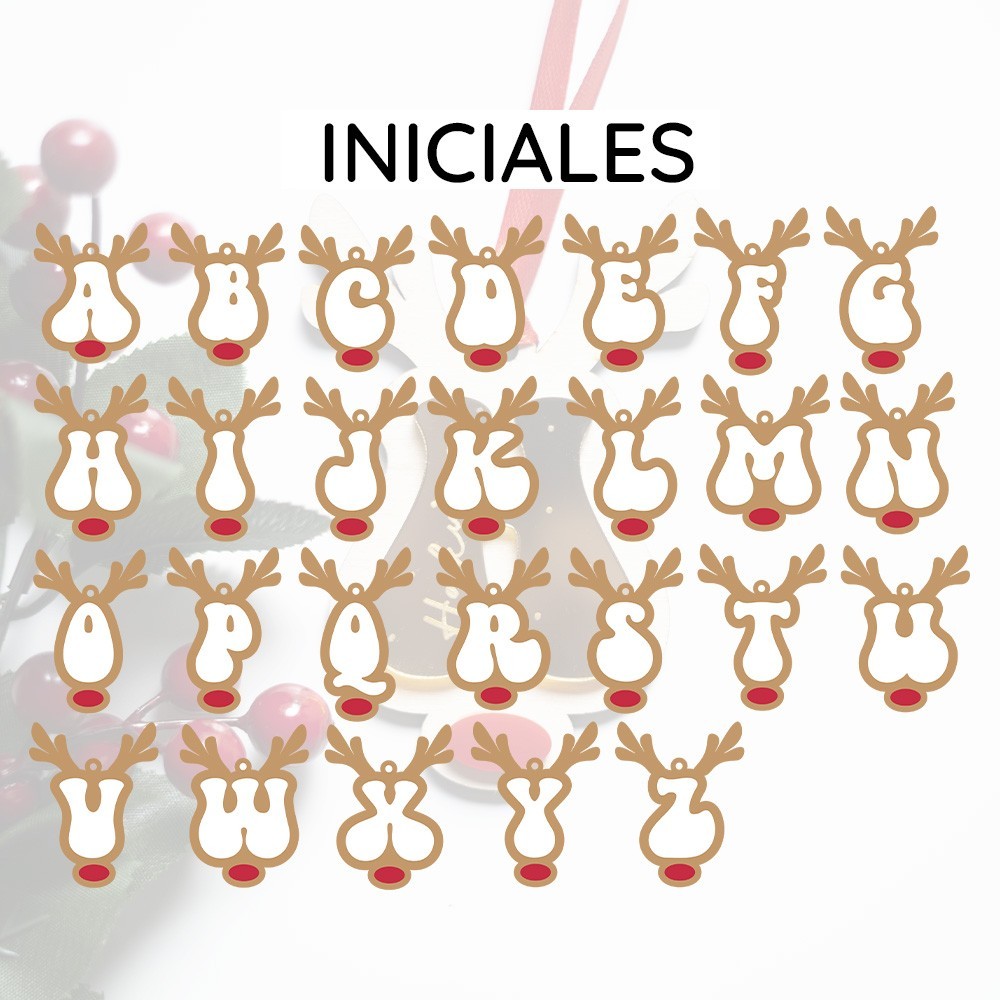 Adorno Navidad - Inicial reno retro