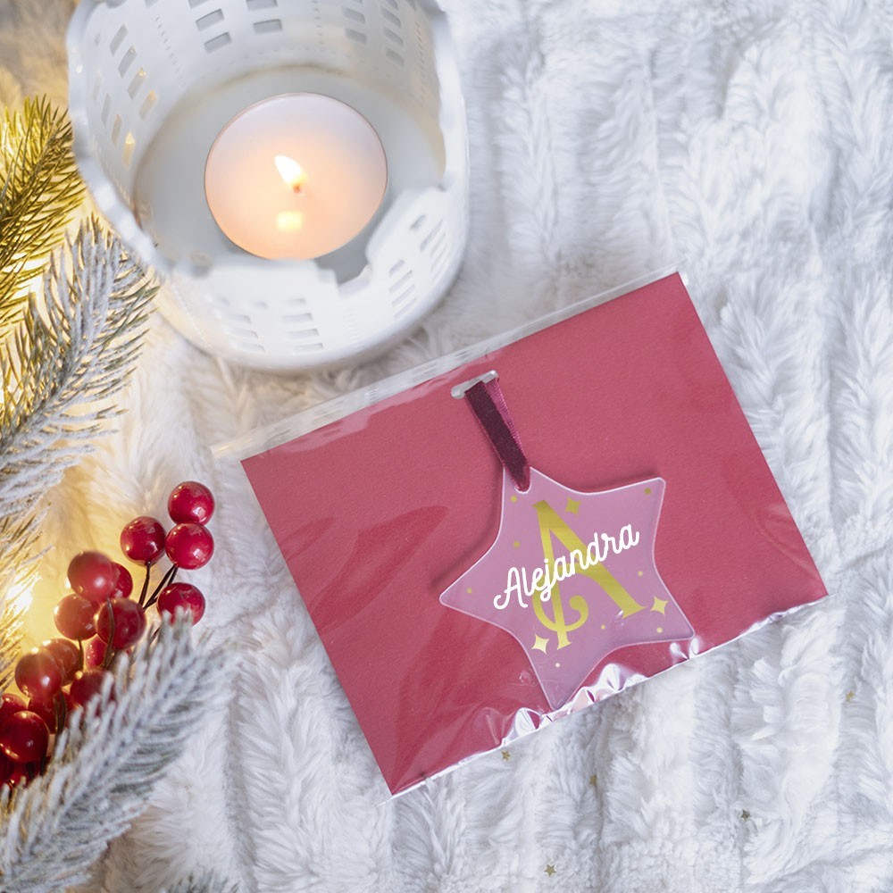 Adorno acrílico Navidad estrella - Inicial y nombre