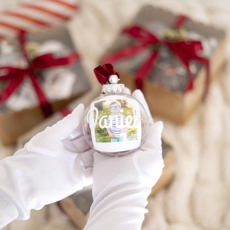 Pack (8cm) de 4 bolas de Navidad con foto