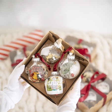 Pack (8cm) de 4 bolas de Navidad con foto