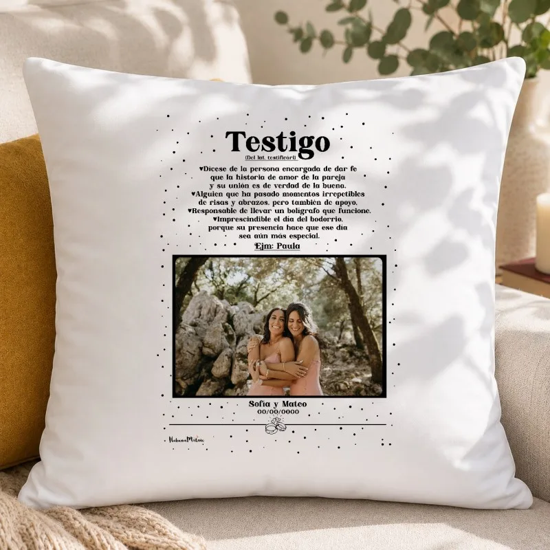 Cojín personalizado con foto - Definición testigo | Hakuna Mataza