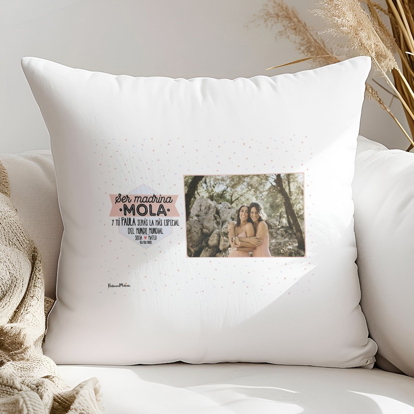 Cojín personalizado con foto - Ser [Padrino/Madrina/rol]...