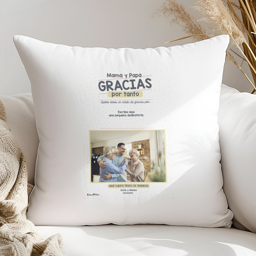 Cojín personalizado con foto - Gracias por tanto