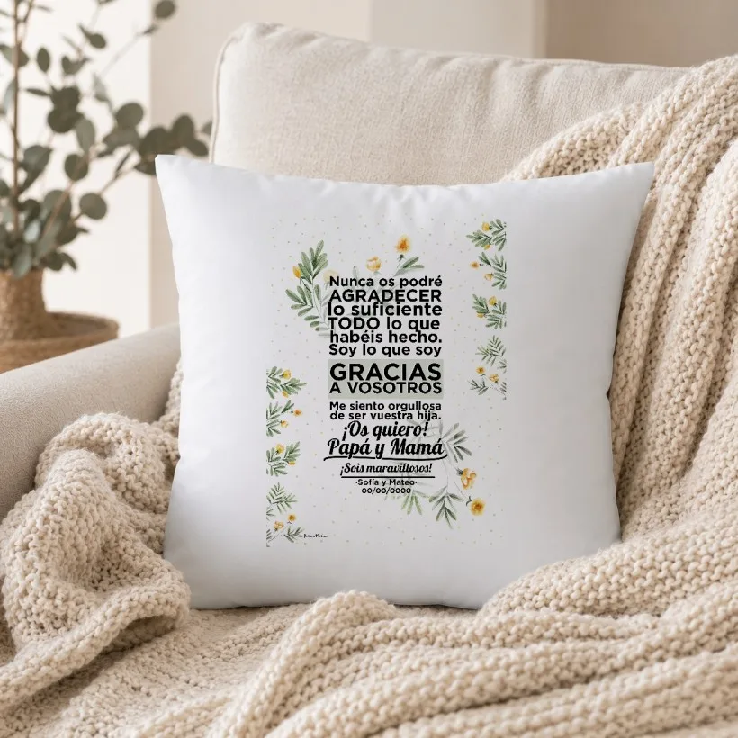 Cojín personalizado - Gracias a vosotros Papá y Mamá | Hakuna Mataza