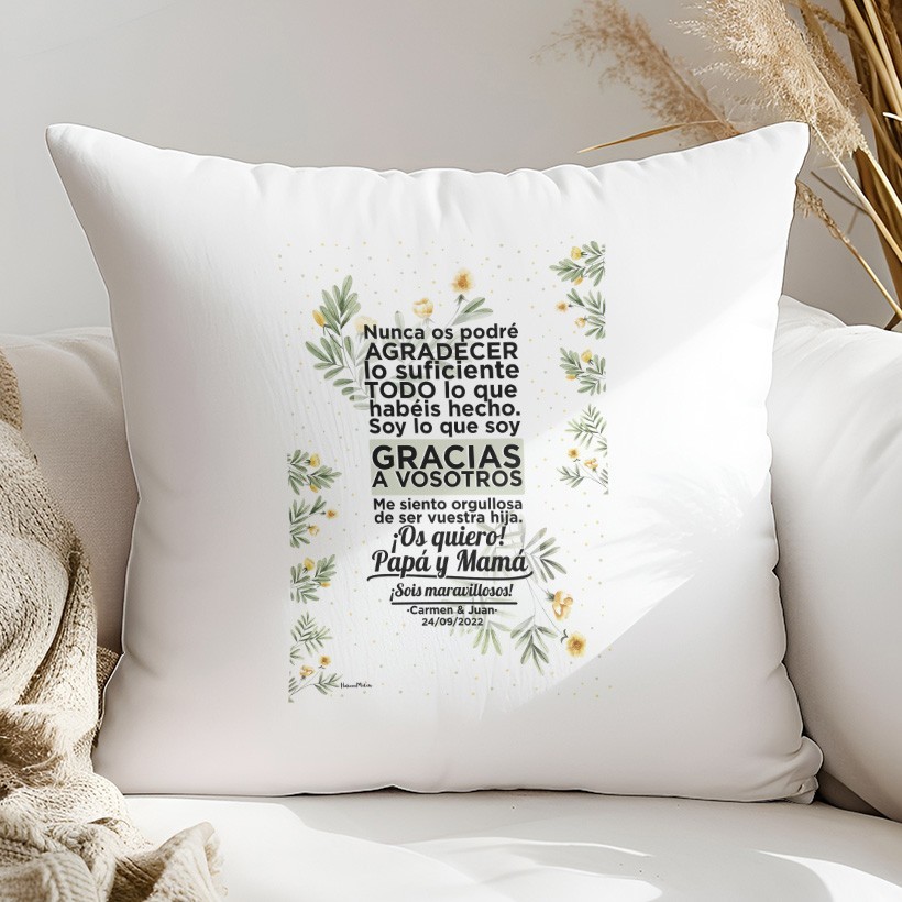 Cojín personalizado - Gracias a vosotros Papá y Mamá