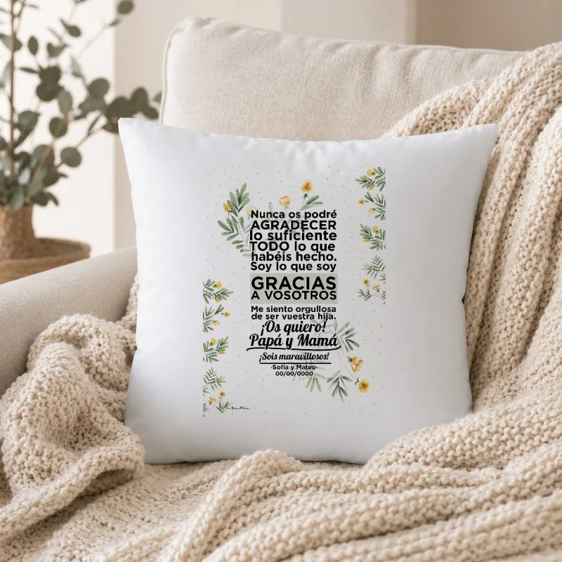 Cojín personalizado - Gracias a vosotros Papá y Mamá | Hakuna Mataza