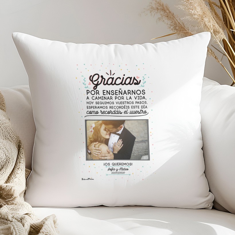 Cojín personalizado con foto - Gracias por enseñarnos a...