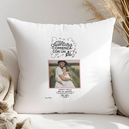 Cojín personalizado con foto - Sois los siguientes, os deseamos lo mejor Cojín personalizado con foto - Sois los siguientes, os deseamos lo mejor
