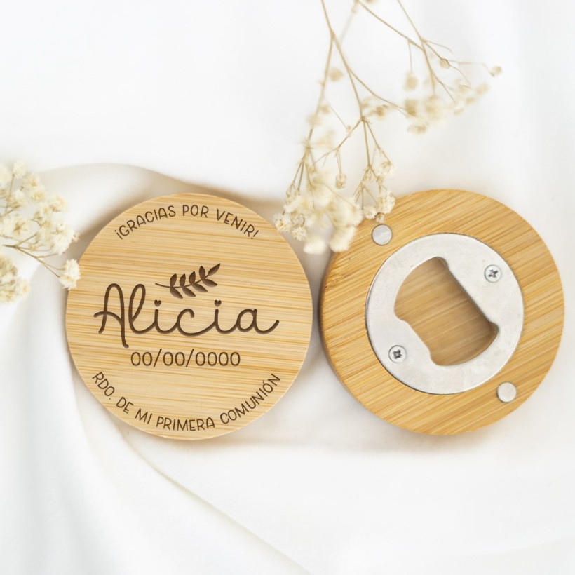 Abridor de madera personalizado - Gracias por venir