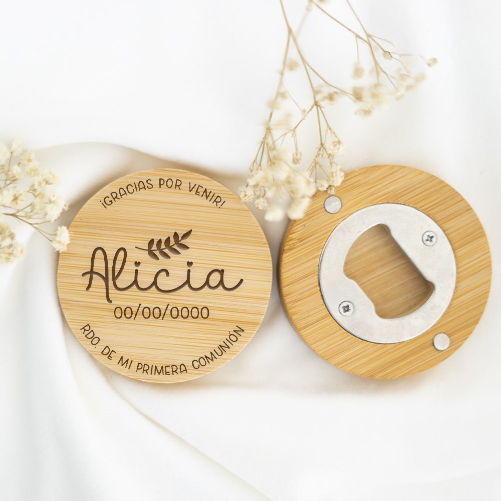 Abridor de madera personalizado - Gracias por venir