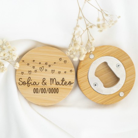 Abridor de madera personalizado - Corazones
