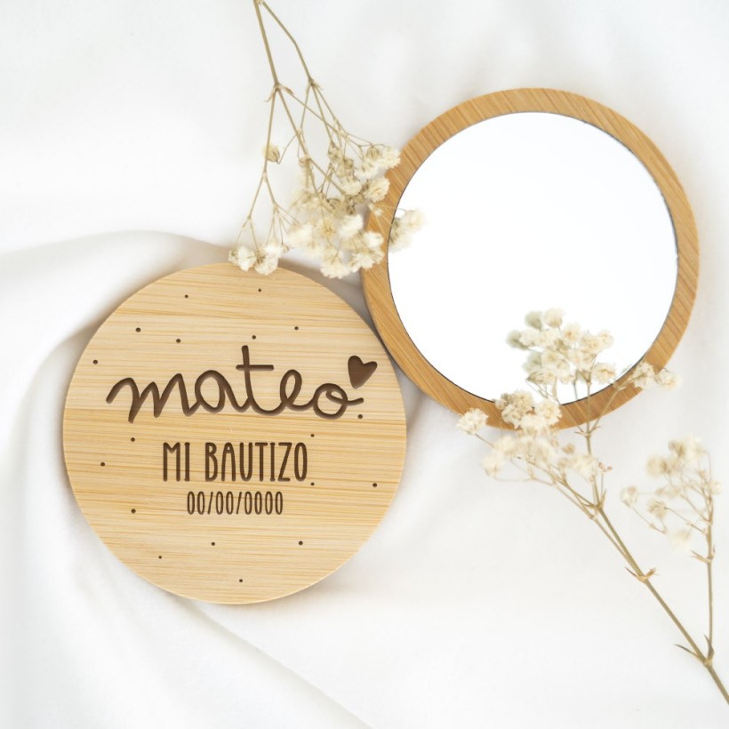 Espejo de madera personalizado - Bautizo y Comunión Espejo de madera personalizado - Bautizo y Comunión