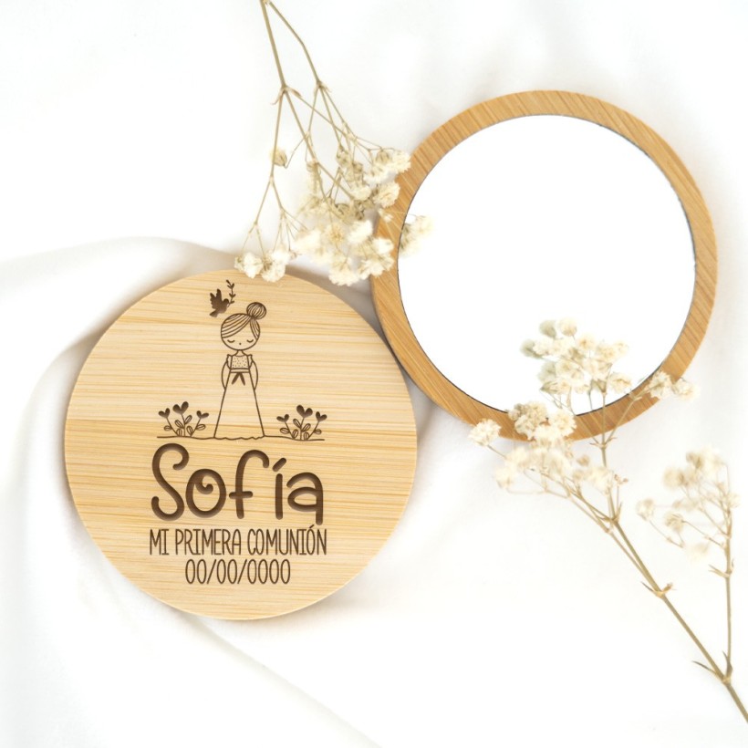 Espejo de madera personalizado - Comunión Niña