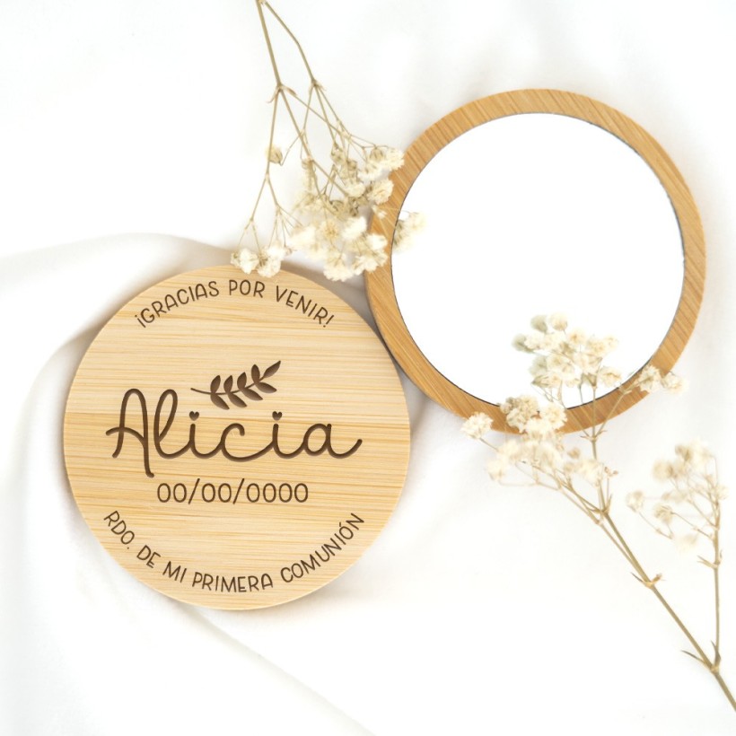 Espejo de madera personalizado - Gracias por venir