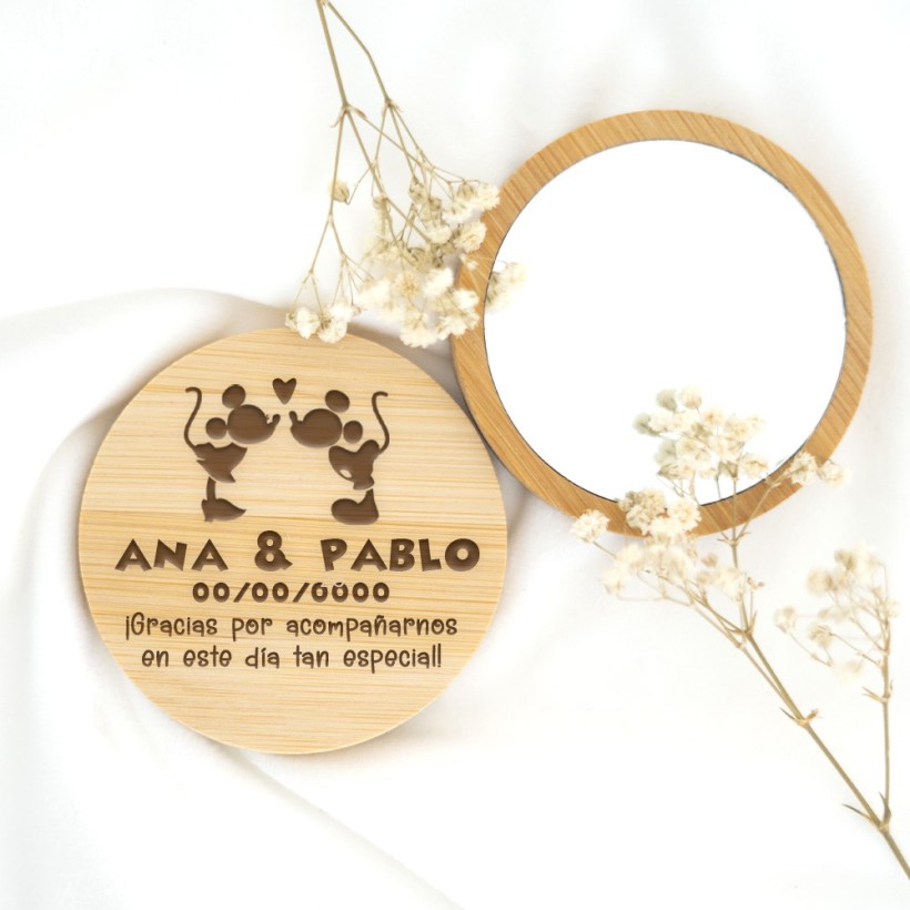 Espejo de madera personalizado - Mickey & Minnie