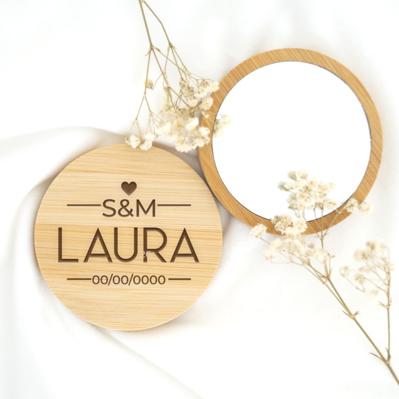 Espejo de madera personalizado - Inicial y nombres