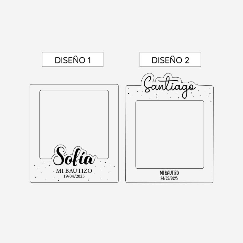 Mini marco polaroid en madera – Con nombre en relieve Mini marco polaroid en madera – Con nombre en relieve