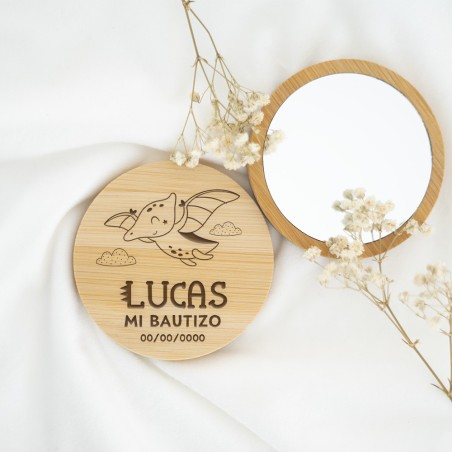 Espejo de madera personalizado - Dinosaurios