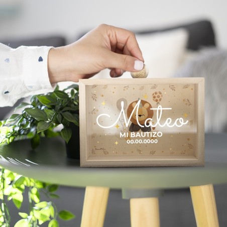 Hucha de madera - Animales acuarela