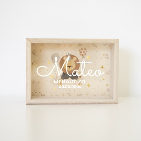 Hucha de madera - Animales acuarela