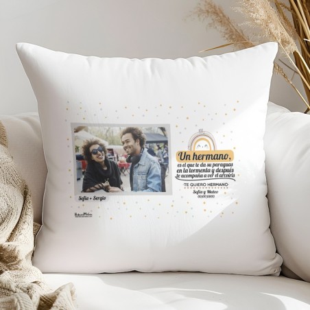 Cojín con foto - Un hermano es la que te da su paraguas