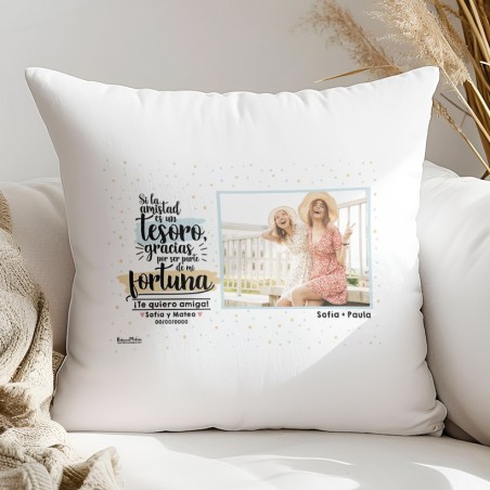 Cojín con foto - Si la amistad es un tesoro Amiga/Amigo